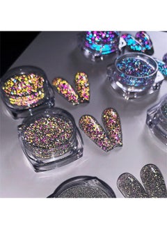 HOXIEYA 6 Color Nail Art Gliiter Holographic Flakes Nail Diamonds For Nail Art Reflective Glitter Nail Powder For Women And Girls  - Image 2