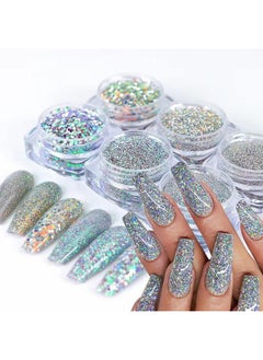HOXIEYA 6 Color Nail Art Gliiter Holographic Flakes Nail Diamonds For Nail Art Reflective Glitter Nail Powder For Women And Girls  - Image 4