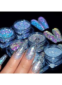 HOXIEYA 6 Color Nail Art Gliiter Holographic Flakes Nail Diamonds For Nail Art Reflective Glitter Nail Powder For Women And Girls  - Image 5