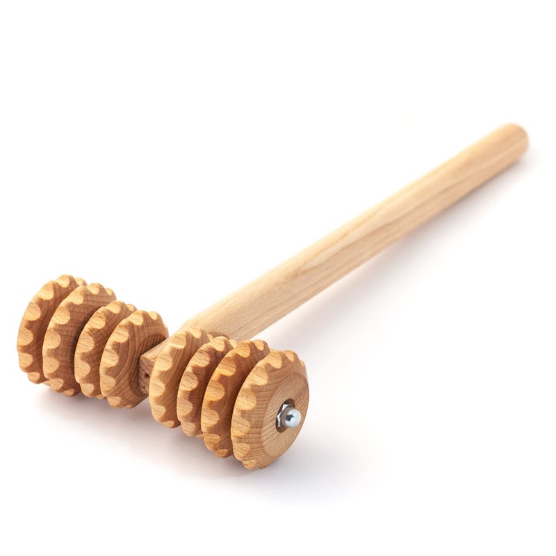 TShape Massager with Grooved Rollers MultiFunctional Body Roller for Cellulite Reduction Eases Muscle Tension and Supports Skin Health Natural Muscle Roller