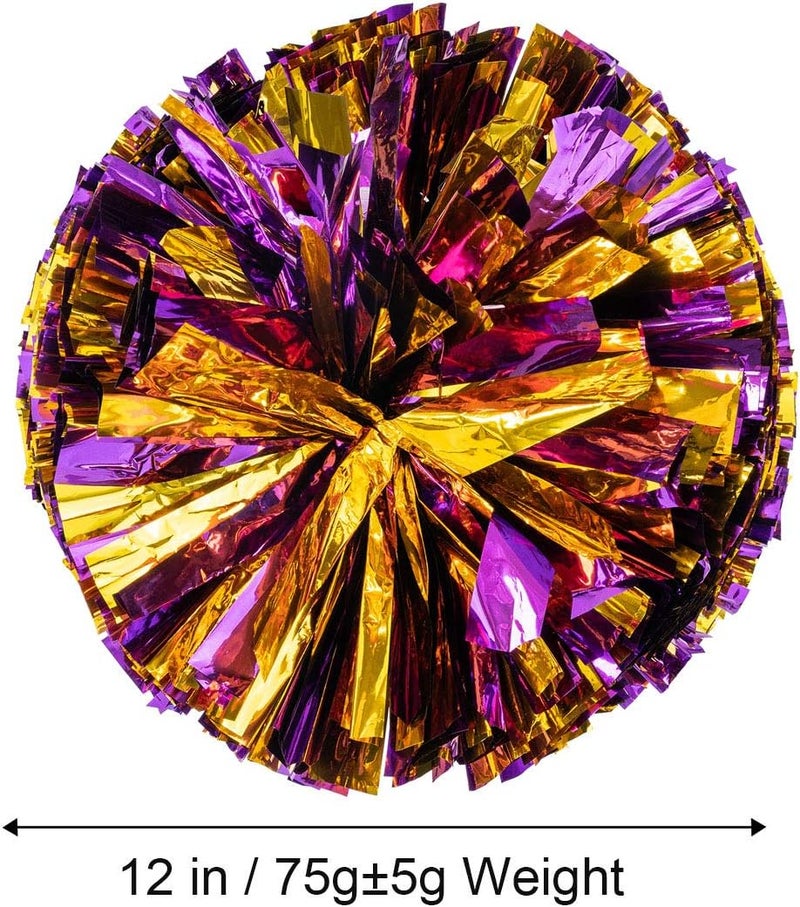 Ueerdand Pack of 4 Cheerleading Pom Poms 12 inch 80g Foil Plastic Metallic Cheerleader Pom Poms for Cheer Sport Kids Adults Team Spirit Cheering - Image 2