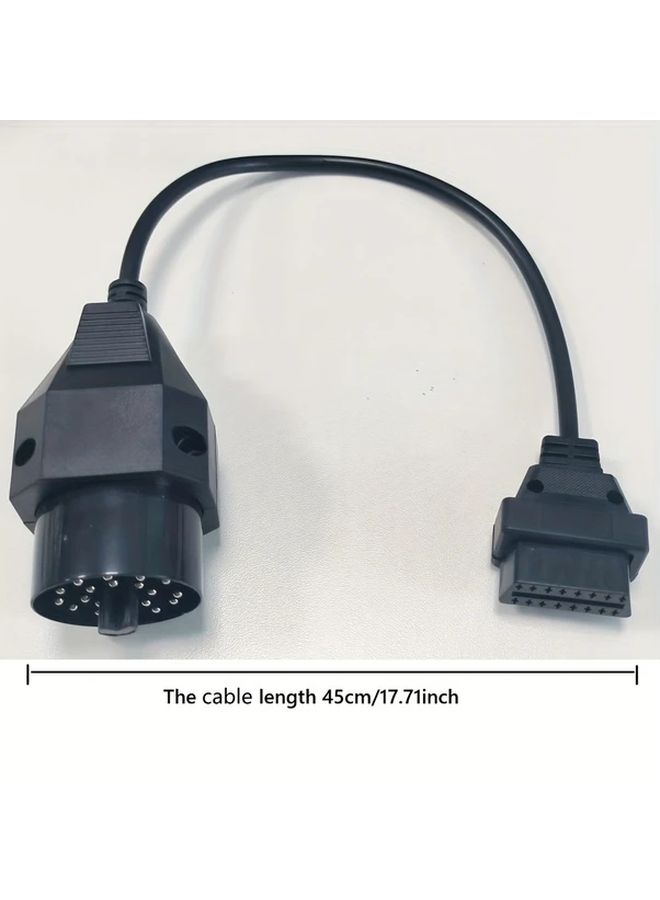 1pc OBD1 to OBD2 Diagnostic Adapter Cable with 20 Pin Female Connector and 16 Pin Male Plug for BMW E30 E34 E36 E38 E39 E53 5 Series E65 E66 E67 E68 E69 7 Series E90 E91 E92 E93 E94 E95 E96 E97 E98 E99 X3 X5 X6 Models up to E70 Series Black - Image 2