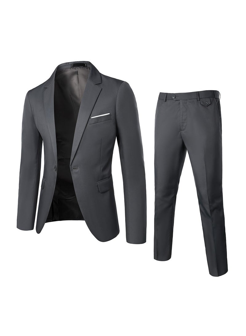 Shougu Fashionable And Versatile Business Solid Color Men's Suit Set Two-piece Set  - Image 1