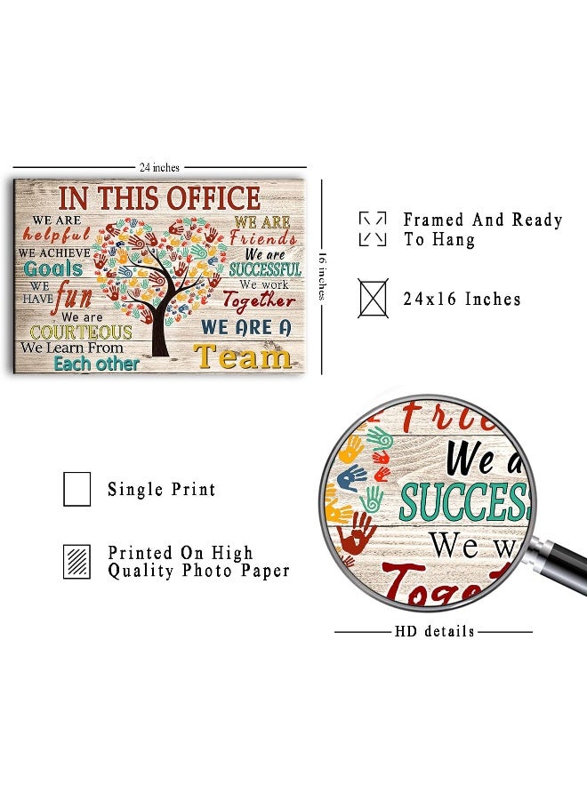 WHAOMIOT In This Office We Are A Team Inspirational Wall Art Positive Modern Decor Poster Canvas Print 24x16 Inch Frame Ready To Hang - Image 2