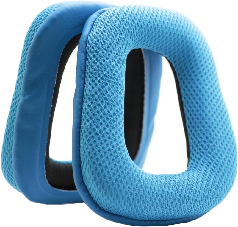 Mmobiel وسادات أذن بديلة لسماعات الألعاب Logitech G35 G935 G933S G933 G930 G635 G633S G633 G533 G433 G432 G431 G430 G332 G233 G231 G230 من MMOBIEL وسادات أذن من قماش شبكي باللون الأزرق - Image 1