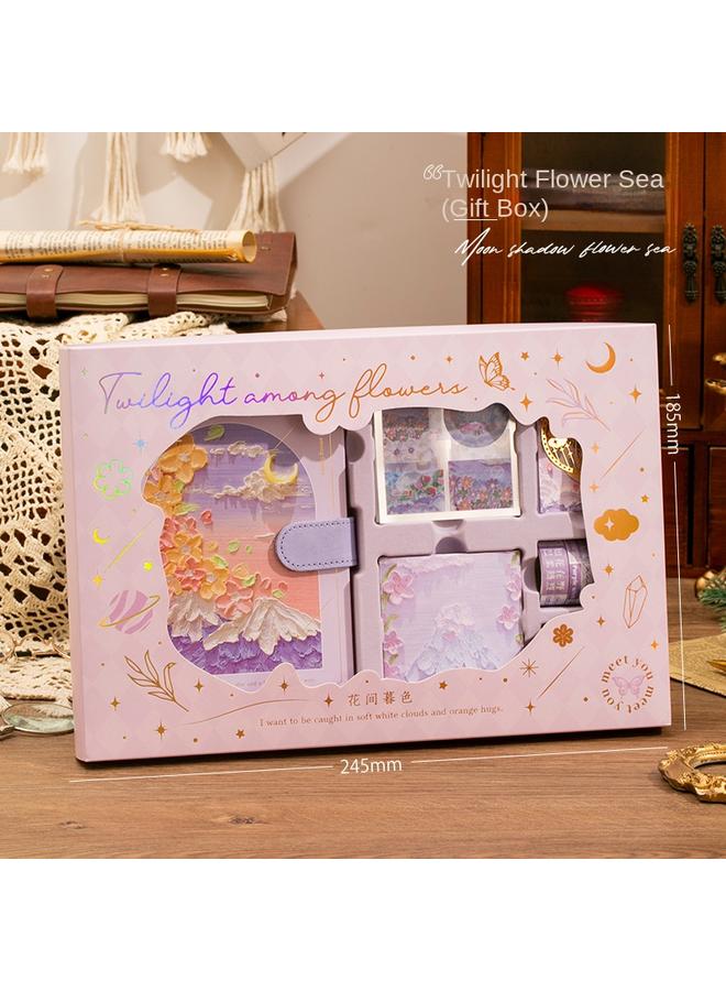 Bluejw Oil Painting Stick Hand Account Book Gift Box Suit Girl Heart Girl Hand Account Thickened Notepad Ins Style Primary School Student Gift - Image 1