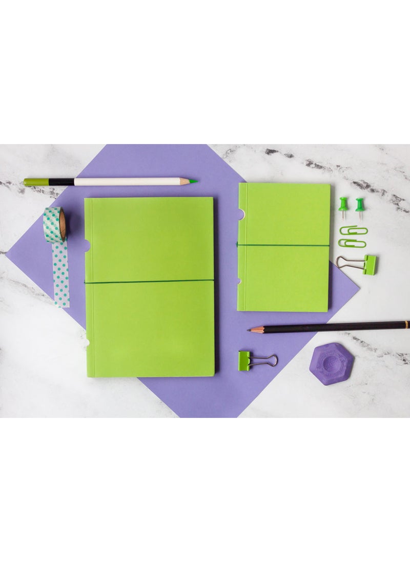 Paper-Oh Buco Lime Green B7 Unlined Elastic Band Closure Notebook - Pack of 2 - Image 4
