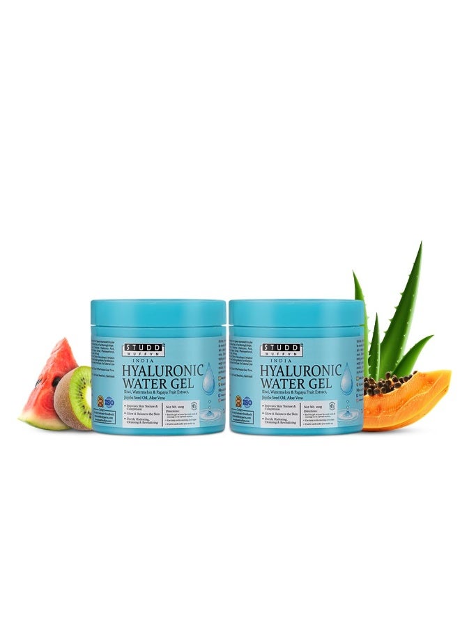 Studd Muffyn | 30 Days Hyaluronic Water Gel Face Moisturizer Combo | Pack of 2 | Oil Free Hydrating Gel with Hyaluronic Acid, Kiwi & Papaya | Lightweight Non Sticky l for All Skin Types (Men & Women) - Image 1