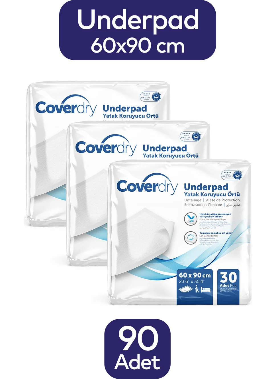 Coverdry Under-Patient Laying Cloth 60x90 - 30 Pieces - 3 Packs