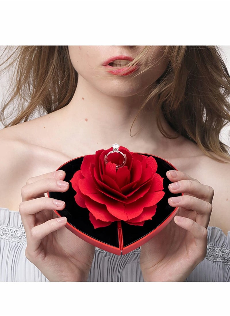 Y&D - Ring Box, Engagement Rose Surprise Jewelry Storage Holder for Woman as Proposal Wedding Gift Case in Valentine's Day - Image 1