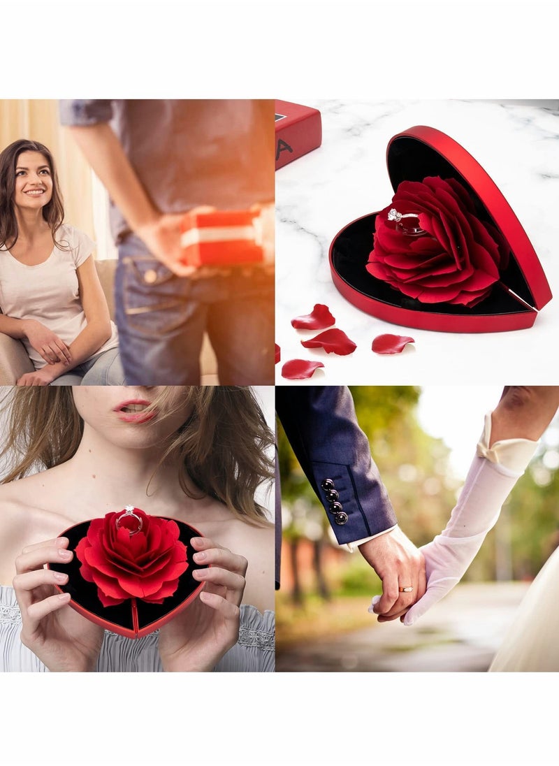 Y&D - Ring Box, Engagement Rose Surprise Jewelry Storage Holder for Woman as Proposal Wedding Gift Case in Valentine's Day - Image 1