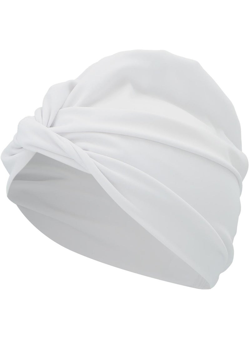 Joss White textile beanie Swimming Cap  One Size, Comfortable Fit, Ideal For Pool, Water Parks & Open Water, Stylish Design, Secure Hair Protection - Image 1