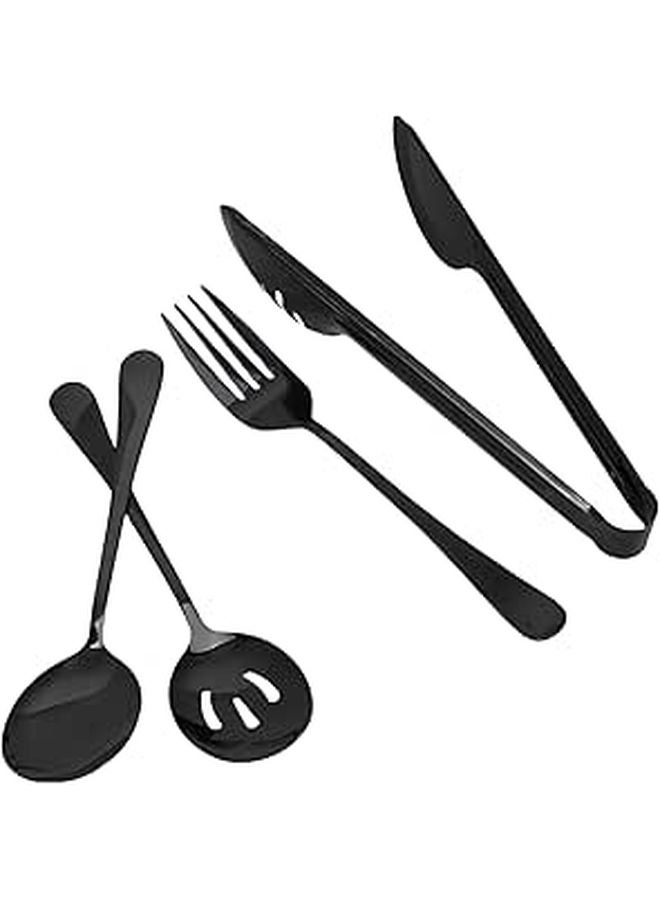 Stainless Steel Serving Utensils Set 6 Piece Ergonomic Lightweight for Buffet Party - Image 1