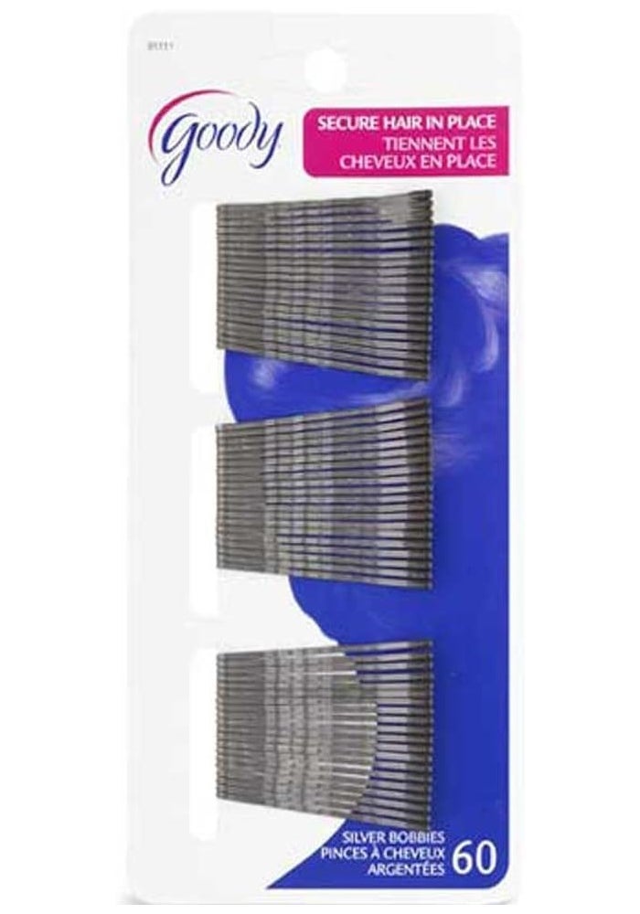 Goody Silver Bobby Pins, 2 Inch, 60 Count for Secure Hair Styling