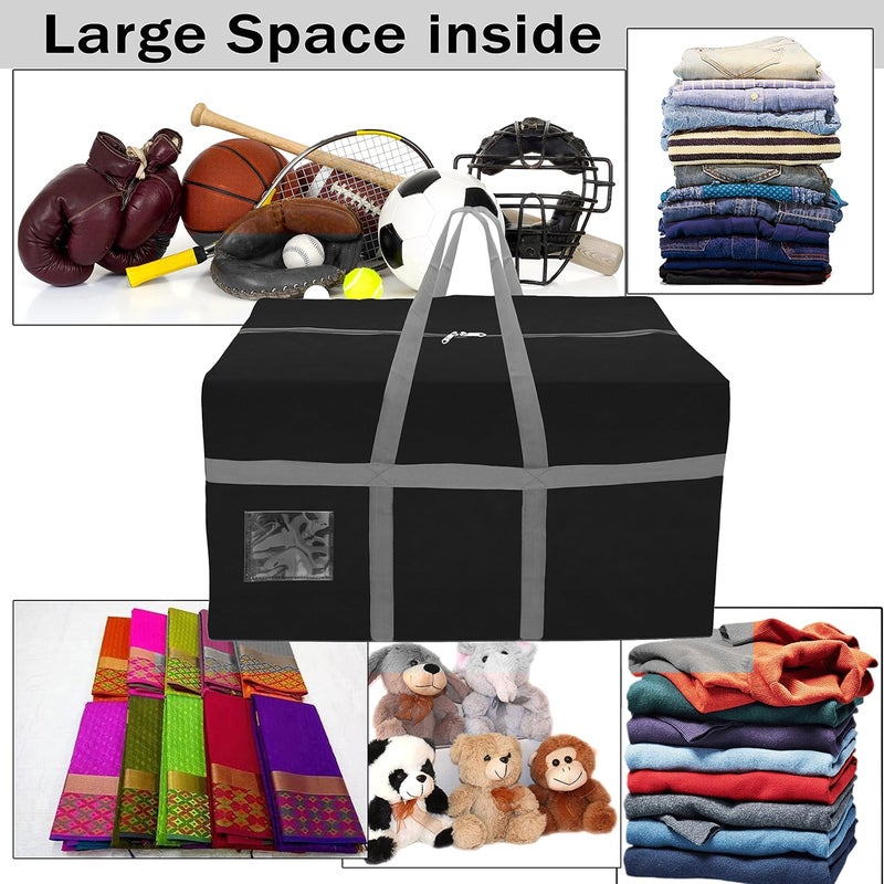 SNDIA Extra Large 128 L Nylon Moisture Proof Multipurpose Heavy Duty Storage Bag for ToysStationeryBlanketsClothesMoving Bags With Strong Reinforced Handles Rectangular Black80x40x40 cm - Image 3