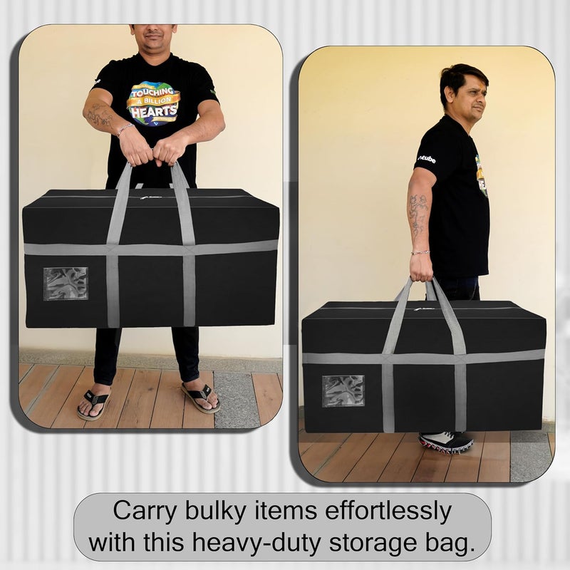SNDIA Extra Large 128 L Nylon Moisture Proof Multipurpose Heavy Duty Storage Bag for ToysStationeryBlanketsClothesMoving Bags With Strong Reinforced Handles Rectangular Black80x40x40 cm - Image 5