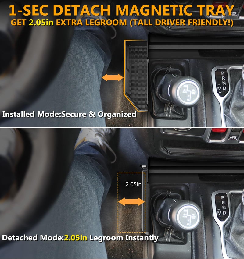 Eamplest Upgrade Magnetic Metal Gear Shift Center Console Organizer for Jeep Wrangler Accessories and Jeep Gladiator JL JLU 2026 2025 2024 2023-2018 Rubicon Sahara 4xe Storage Box Tray,US Flag Log - Image 4