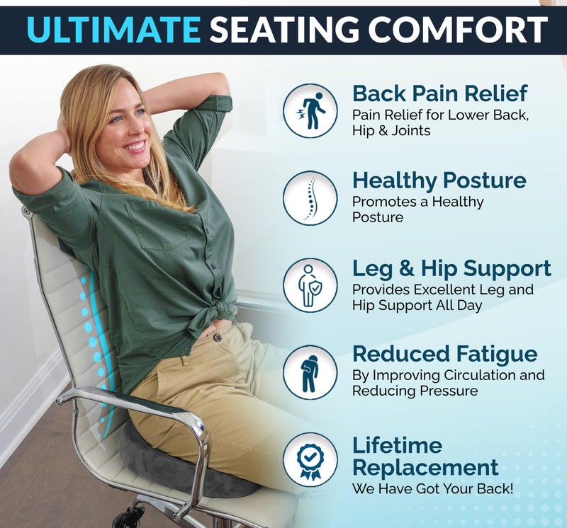 ComfiLife Premium Gel & Memory Foam Seat Cushion â€“ Doctor Recommended Office Chair Cushion, Car Seat Cushion â€“ Chair Cushions for Back & Sciatica Pain Relief â€“ Seat Cushions for Office Desk (Charcoal) - Image 4