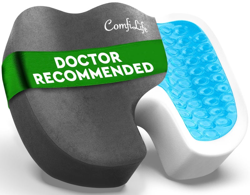 ComfiLife Premium Gel & Memory Foam Seat Cushion â€“ Doctor Recommended Office Chair Cushion, Car Seat Cushion â€“ Chair Cushions for Back & Sciatica Pain Relief â€“ Seat Cushions for Office Desk (Charcoal) - Image 1