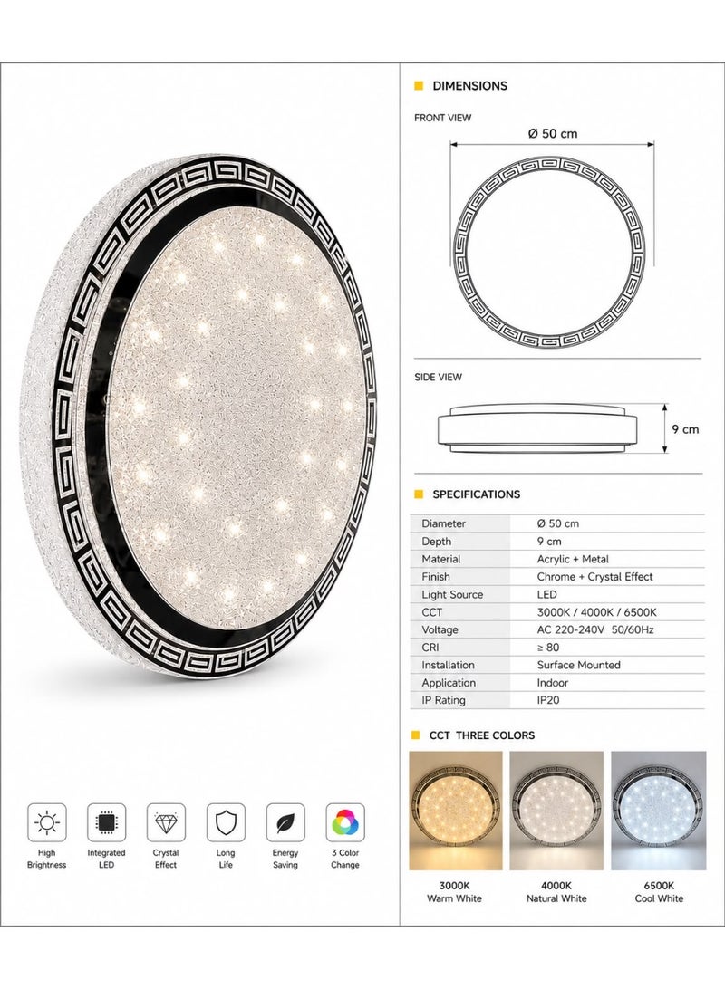 لامبارا ثريا سقف مودرن دائرية (بلافون) 96 واط، إضاءة LED بتصميم عصري فاخر – مناسبة لغرف المعيشة والمجالس - Image 4