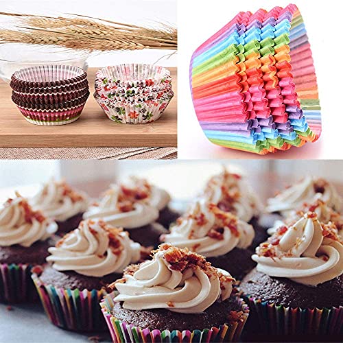 Pindia 950 Pieces Disposable Cupcake Liner Round Paper Muffin Cup for Baking - Random Color, Design - Image 3