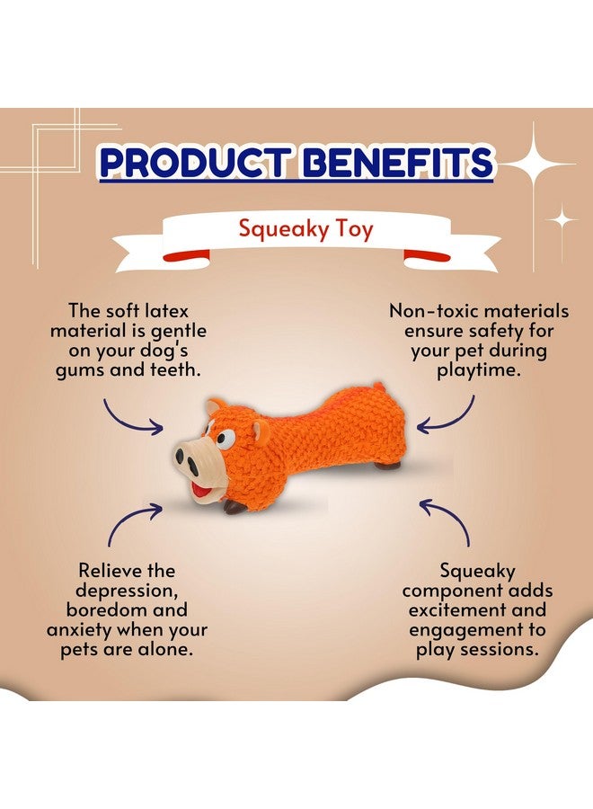 Dog Squeaky Chew Latex Rubber Toy - (Orange Pig) | For Small Dogs & Puppy | Cotton Filled, Durable, Animal Design, Fetch & Chew Safe Play Toy | Reduce Separation Anxiety (Size: 21Cm) - Image 5