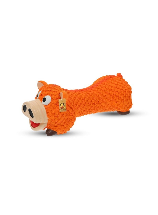 Dog Squeaky Chew Latex Rubber Toy - (Orange Pig) | For Small Dogs & Puppy | Cotton Filled, Durable, Animal Design, Fetch & Chew Safe Play Toy | Reduce Separation Anxiety (Size: 21Cm) - Image 1