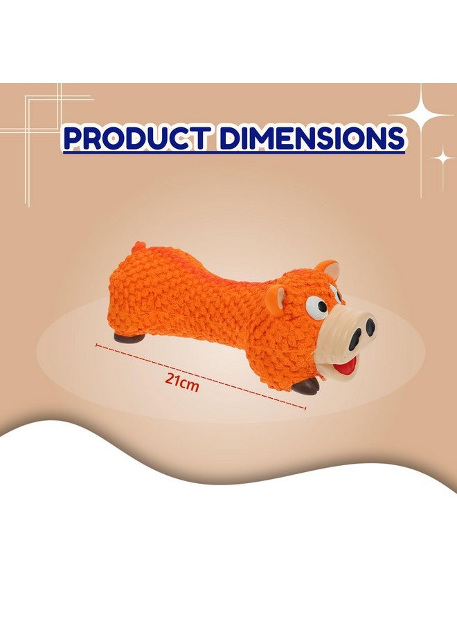Dog Squeaky Chew Latex Rubber Toy - (Orange Pig) | For Small Dogs & Puppy | Cotton Filled, Durable, Animal Design, Fetch & Chew Safe Play Toy | Reduce Separation Anxiety (Size: 21Cm) - Image 2