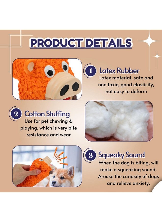 Dog Squeaky Chew Latex Rubber Toy - (Orange Pig) | For Small Dogs & Puppy | Cotton Filled, Durable, Animal Design, Fetch & Chew Safe Play Toy | Reduce Separation Anxiety (Size: 21Cm) - Image 3