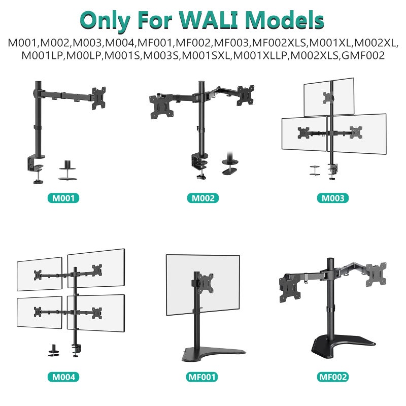 WALI لوحة تركيب WALI لنظام الشاشة، ثقوب 75 × 75 مم و 100 × 100 مم (VES01)، أسود - Image 5