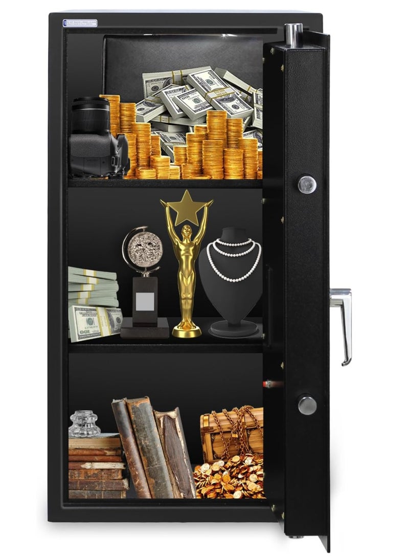 Rubik Safe Box Large with Key Lock, Secure Locker for Money Files folder Documents Jewelry Home Office RB75K (Size, 75x40x40cm) Black  - Image 3