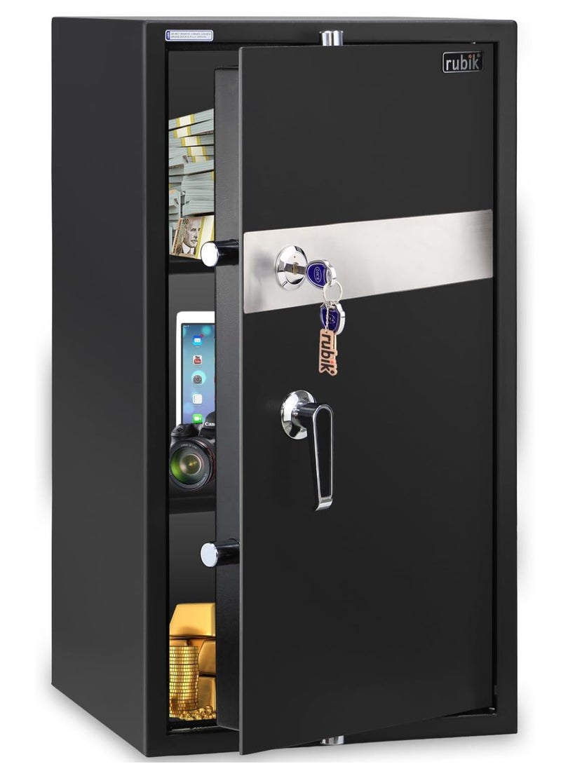 Rubik Safe Box Large with Key Lock, Secure Locker for Money Files folder Documents Jewelry Home Office RB75K (Size, 75x40x40cm) Black  - Image 5