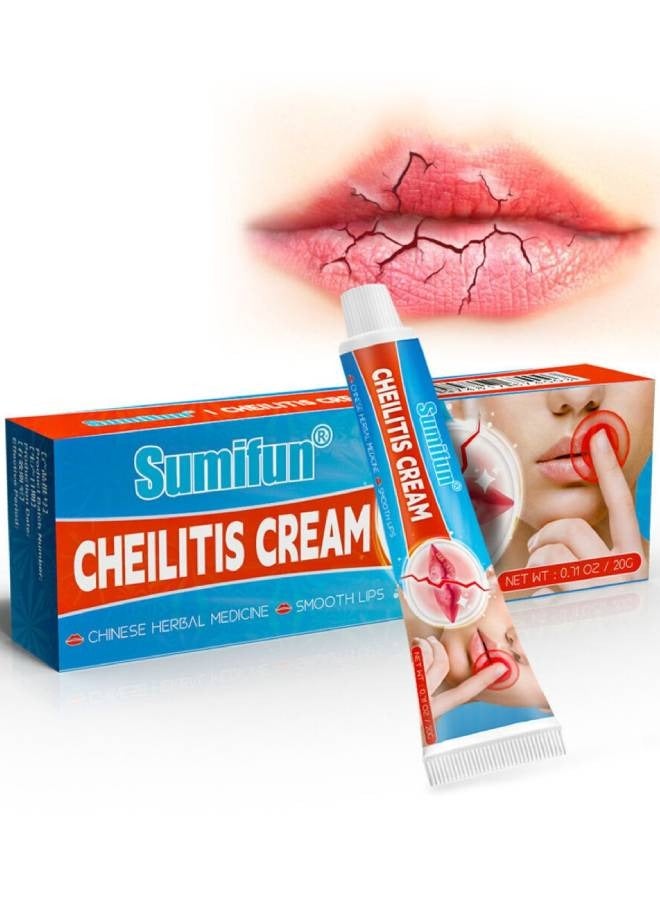 Sumifun كريم الشفاه لعلاج التهاب الشفاه بخلاصات عشبية لشفاه ناعمة يهدئ خطوط الشفاه ومرطب بلسم العناية بالشفاه إصلاح الشفاه الجافة يقلل من تقشر الشفاه بلسم الشفاه كريم 20 جرام - Image 1