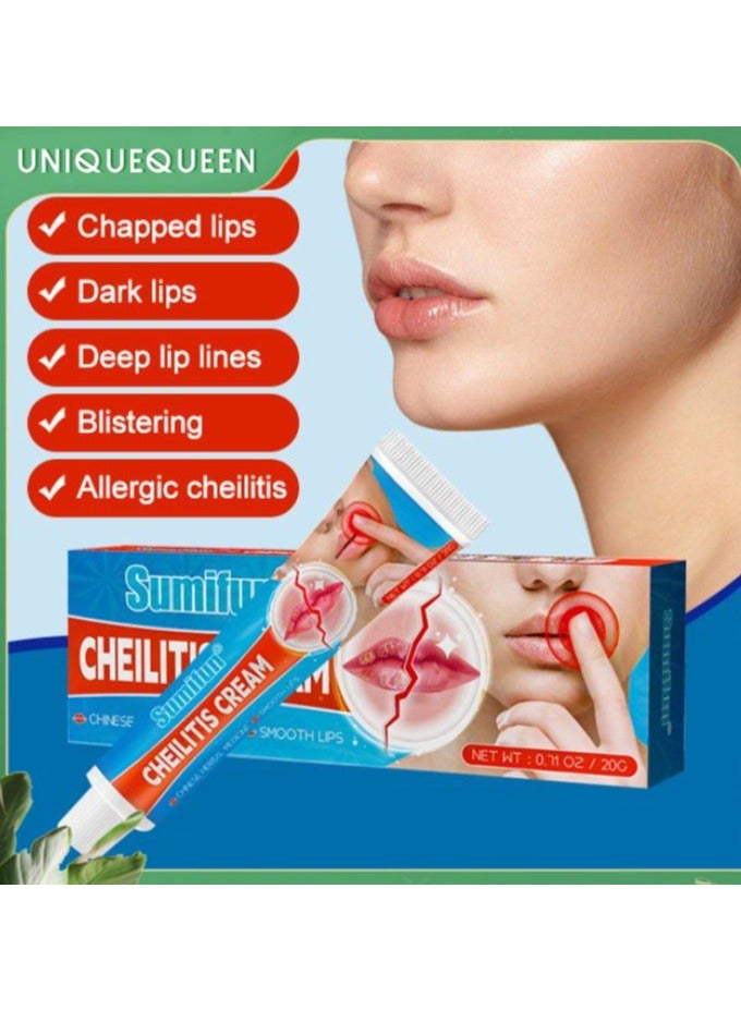 Sumifun كريم الشفاه لعلاج التهاب الشفاه بخلاصات عشبية لشفاه ناعمة يهدئ خطوط الشفاه ومرطب بلسم العناية بالشفاه إصلاح الشفاه الجافة يقلل من تقشر الشفاه بلسم الشفاه كريم 20 جرام - Image 2