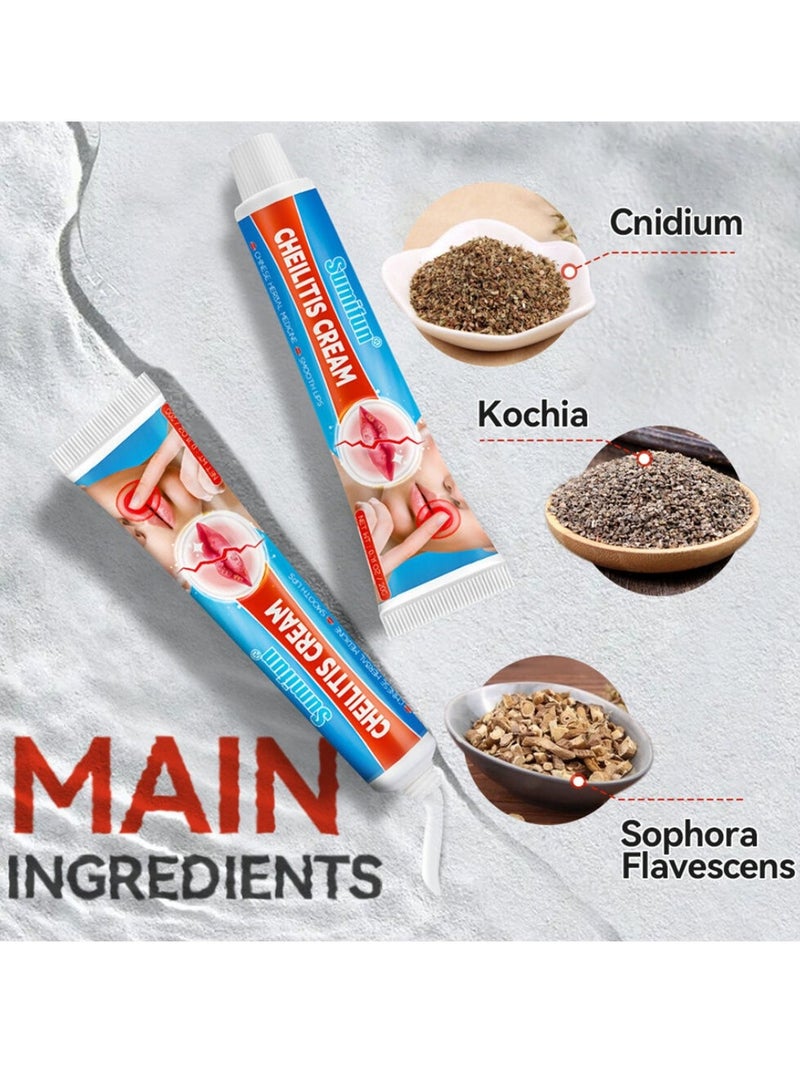 Sumifun كريم الشفاه لعلاج التهاب الشفاه بخلاصات عشبية لشفاه ناعمة يهدئ خطوط الشفاه ومرطب بلسم العناية بالشفاه إصلاح الشفاه الجافة يقلل من تقشر الشفاه بلسم الشفاه كريم 20 جرام - Image 3