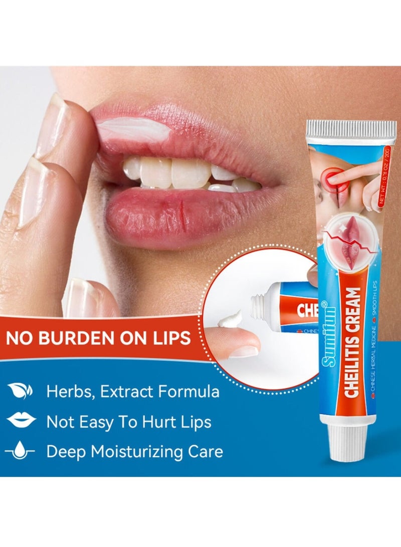 Sumifun كريم الشفاه لعلاج التهاب الشفاه بخلاصات عشبية لشفاه ناعمة يهدئ خطوط الشفاه ومرطب بلسم العناية بالشفاه إصلاح الشفاه الجافة يقلل من تقشر الشفاه بلسم الشفاه كريم 20 جرام - Image 5