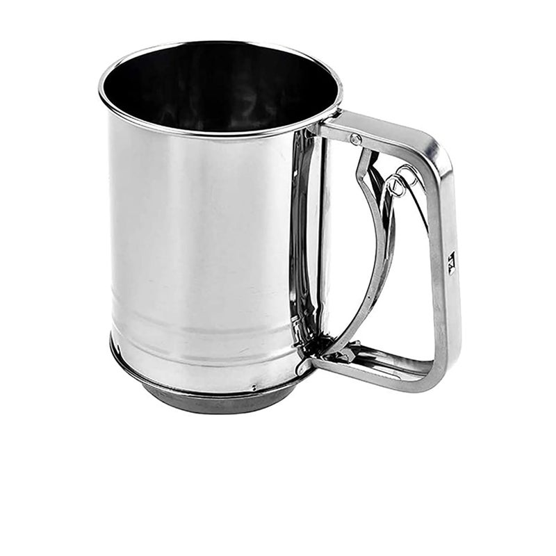 SOLARAE Flour Sifter for Baking Stainless Steel 3 Cup Double Layers Sieve with Hand Press Design for Powered Sugar - Image 1