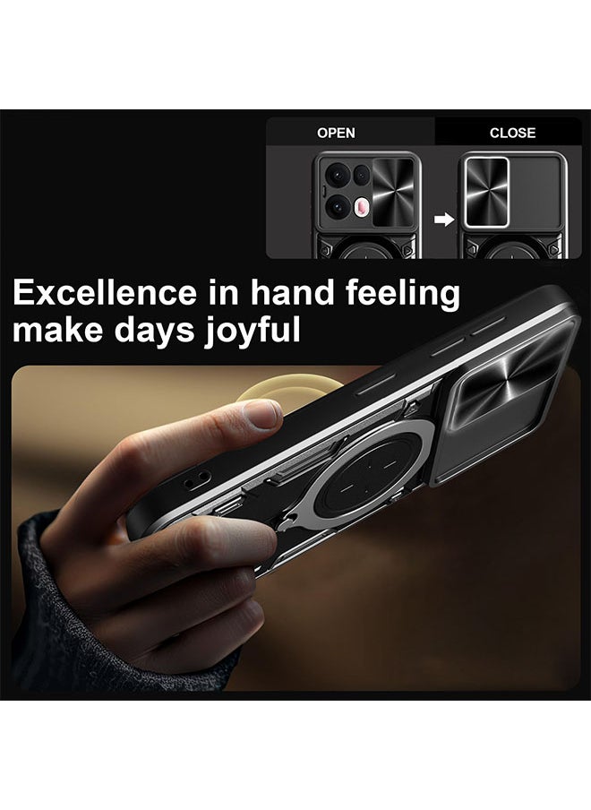 ماركة غير محددة - حافظة ل OPPO Reno 13 Pro مع غطاء كاميرا منزلق، مسند، PC+TPU ثنائي الطبقةBlue - Image 1