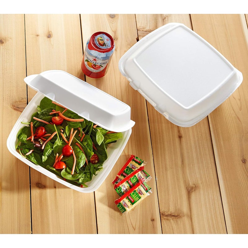 DART - DRC90HT1R 90HT1R Lg Foam Hinged Container, 9 Inches (Case of 200), White - Image 2