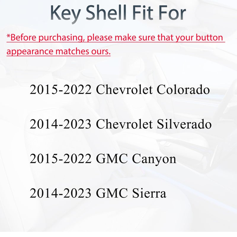 SUPALAND Key Fob Shell Case Replacement Fits for Chevy Silverado Colorado GMC Canyon Sierra 2014 2015 2016 2017 2018 2019 2020 2021 2022 2023 Keyless Entry Remote Control 4 Button Cover M3N-32337100 - Image 4