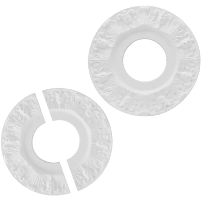 DECORATIVE CEILING MEDALLIONS SPLIT CEILING MEDALLION CEILLING FAN MEDALLION 10" OD, 3.93" ID, WHITE LIGHT FIXTURE CEILING MEDALLION 2 SETS - Image 2