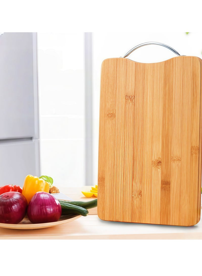 High quality bamboo cutting board 22 x 32 cm, reversible, solid metal handle - durable and lightweight - antibacterial - brown, suitable for meat and vegetable cutting board, 32x22x1.6 cm - Image 4