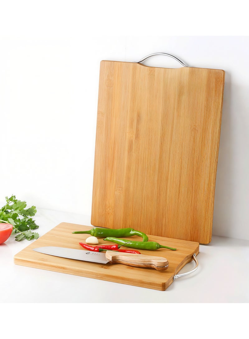 High quality bamboo cutting board 22 x 32 cm, reversible, solid metal handle - durable and lightweight - antibacterial - brown, suitable for meat and vegetable cutting board, 32x22x1.6 cm - Image 1