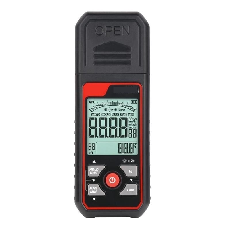 TA641B مقياس شدة الرياح الرقمي بشاشة LCD لقياس سرعة الرياح ودرجة الحرارة مع إضاءة خلفية - Image 3