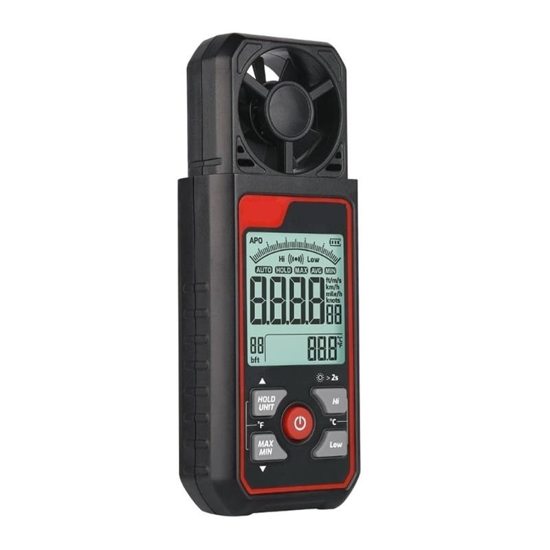 TA641B مقياس شدة الرياح الرقمي بشاشة LCD لقياس سرعة الرياح ودرجة الحرارة مع إضاءة خلفية - Image 2