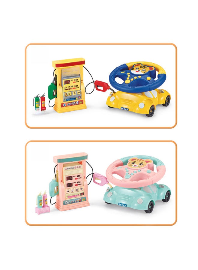 Children's Simulation Car Gas Station Toy Educational Credit Card Voice Prompt Intelligent Counting Refueling Play House Toy-Color:2 Alloy Cars + Pink Gas Station (English) - Image 5