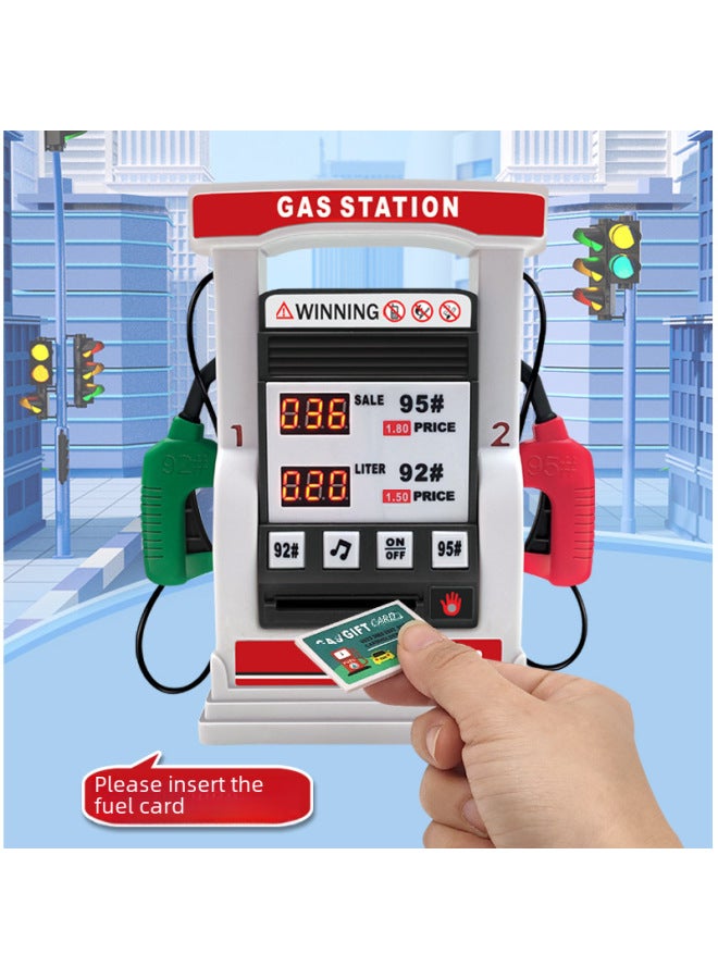 Children's Simulation Car Gas Station Toy Educational Credit Card Voice Prompt Intelligent Counting Refueling Play House Toy-Color:2 Alloy Cars + Pink Gas Station (English) - Image 3