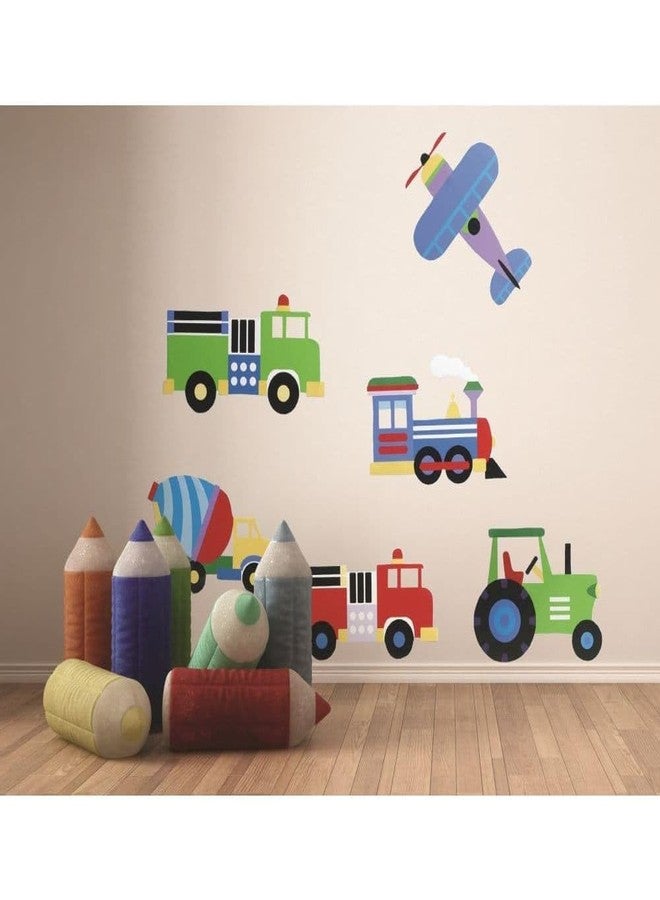 Wallies Vinyl Wall Decals, Peel and Stick Trains Planes and Trucks Stickers for Boys Bedroom or Playroom, 6 Pc - Image 3