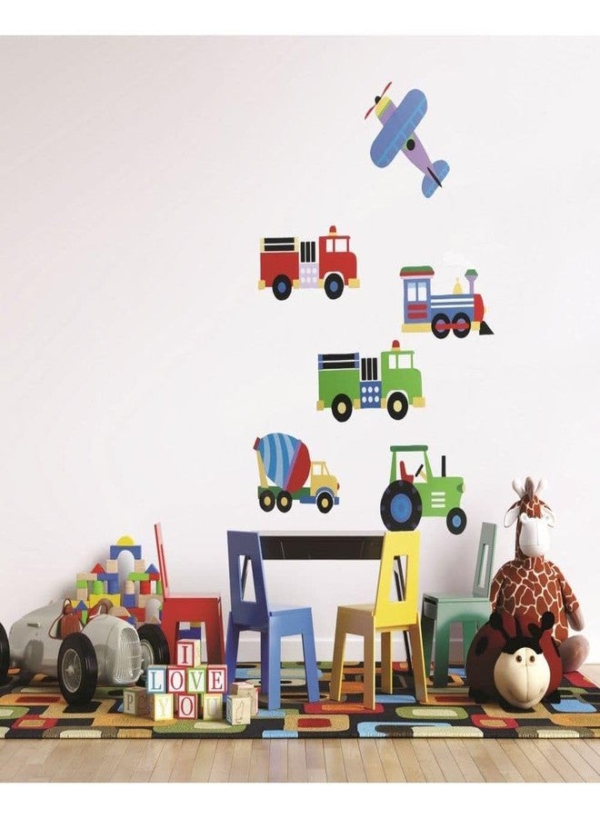 Wallies Vinyl Wall Decals, Peel and Stick Trains Planes and Trucks Stickers for Boys Bedroom or Playroom, 6 Pc - Image 2
