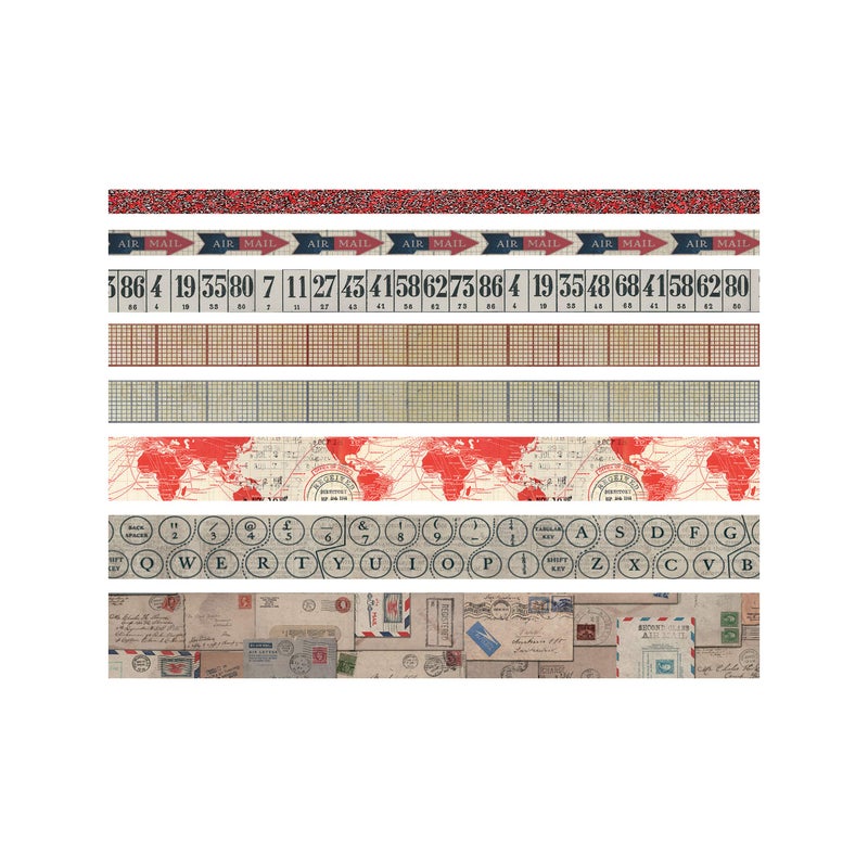 Tim Holtz Design Tape Idea-Ology, Postal, 8 Adhesive Rolls, Various Sizes (TH93357) - Image 4